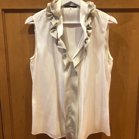 Ellie tahari silk sleeveless blouse with ruffle detail - Picture 1 of 6